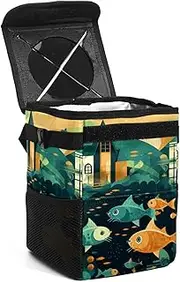 Car Trash Can with Lid,Bag Hanging Storage Pockets Leak-Proof,Portable Garbage Bin,Cartoon Animal House