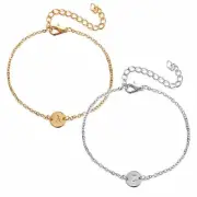 Stainless Steel Initial Disc Adjustable All 26 Letter Alphabet Bracelet/Anklet
