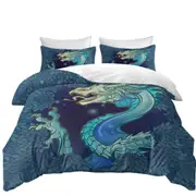 Scary Blue Dragon Quilt Cover