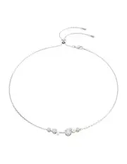 [Swarovski] Crystal Pearl Round Cuts Rhodium Plated Constella Necklace in White