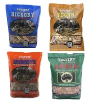BBQ Smoking Wood Chips Variety Pack Bundle (4) Apple, Hickory, Mesquite and Peca