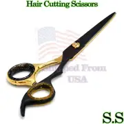 Razor Edge Hair Cutting Scissors Black & Gold 6" Instrument BTS-399
