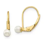 Madi K Kid's Earrings 14K 3-4mm White FW Cultured Pearl Leverback