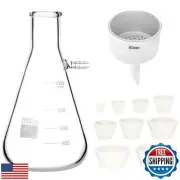 QWORK 1000ML Buchner Funnel Kit Filter Flask Set, 1L Vacuum Flask 80mm Funnel
