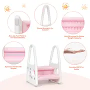 Giantex Kids Step Stool Toddler Step Learning Stool w/50KG Load Capacity & Non-Slip Steps Tower for Toilet Potty Training Pink
