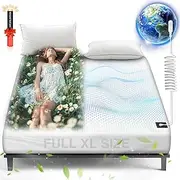 AsmrCap Grounding Sheets Full XL, 95% Organic Cotton+ 5% Pure Silver Fiber, Grounded Sheets with Grounding Cord, Bed Grounding Kit for Healthy Sleep Therapy [Full XL-54"x 80"x 15" White]