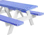 LINPRO 6Ft Vinyl Fitted Picnic Table Cover with Bench Covers - Camper and Travel