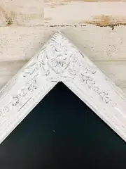 Distressed white & silver ornate hand-painted framed wedding chalkboard sign