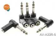 5-Pack, 3.5mm Stereo Female to 1/4" Stereo Male Right Angle Audio Adapter