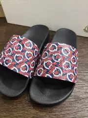 New Authentic Moncler Basile Logo Slide Man Black Red Sandals Size 39