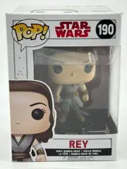 Funko POP Star Wars #190 Rey Vinyl Bobble-Head Figure Jedi Lightsaber NIB