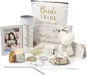 4MELLY 12 Pcs Bridesmaid Proposal Gifts Will You Be My Bridesmaid Gift Box 20 oz Wine Tumbler Bridal Bachelorette Party Gifts for Bridesmaids Wedding Gift