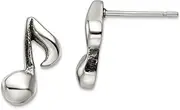 [JewelryWeb] Stainless Steel Polished Music Note Post Earrings 13.14x6.32mm Wide Stud Earring for Women