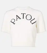 [Patou] Patou Logo jacquard wool-blend crop top AU 14 white