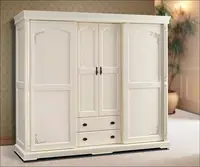 在飛比找Yahoo!奇摩拍賣優惠-鄉村風 實木八尺白色有門衣櫥 原木雙色8尺衣櫃 彩繪玫瑰花房