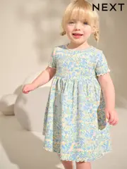 Blue Short Sleeve Jersey Summer Dress (3mths-7yrs) (AG9783) | $13 - $18