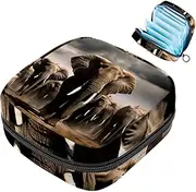 Period Bag,Sanitary Napkin Storage Bag,African Animal Family Elephant,Tampon Holder for Purse