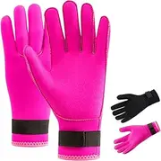 3mm Neoprene Diving Gloves, Anti-Slip Warm Neoprene Swimming Gloves, Thermal Wetsuit Glove with Adjustable Waist Strap for Snorkelling, Swim, Scuba Diving, Paddling, Kayaking