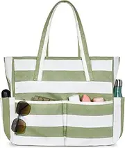 [oscaurt] Large Beach Bag, 9 Pockets, Beach Bag, XXL Family with Zip, Shopper Bag, Women's Tote Bag, Waterproof Travel Bag, Swimming Bag
