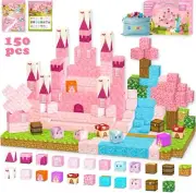150PCS Minecraft Magnetic Blocks - Pink Princess Magnet World, STEM Kids Toys