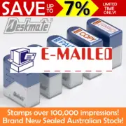 EMAILED Red Deskmate Pre Inked Office Stamp Refillable Rubber w Coloured Icon