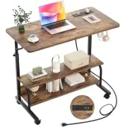 Height Adjustable Standing Desk with Power Outlets, 32" Manual Stand Up Desk ...