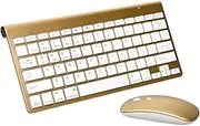 Bluetooth Keyboard and Mouse Set for Mac, Wireless Bluetooth Dual-Mode Office Keyboard and Mouse Combo, 2.4G Ultra-Thin Compact Quiet, for Windows, Computer, Desktop, PC, Notebook, Laptop (Gold)