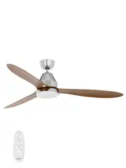 Whitehaven 142cm DC Fan with Light in Brushed Chrome with Koa Blades