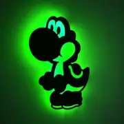 Large LED Lighted Super Mario Yoshi Inspired Wall Art, Video Game Decor Vintage