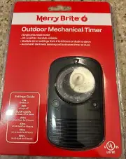 Merry Brite Outdoor Mechanical Timer 2-8 hrs Dusk-Dawn Single Outlet NEW SEALED!