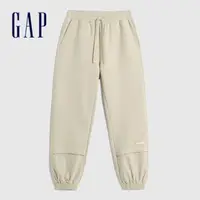 在飛比找momo購物網優惠-【GAP】男裝 Logo抽繩束口鬆緊褲-米黃色(841304