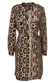Leopard Print Shirt Dress--HAM-91340A1