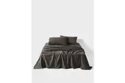Linen House Queen 100TC Cotton Sateen Sheet w/ Pillowcase Bedding Set Charcoal