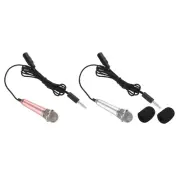 Mini Microphone Portable Vocal Microphone Silver & Rose Gold with Cover 1 Set