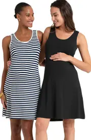 Seraphine Assorted 2-Pack Sleeveless Maternity/Nursing Dresses in Black/White at Nordstrom, Size Large