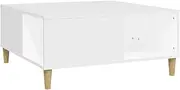 'vidaXL White Coffee Table with Storage Compartments, Minimalist Design, 80x80x36.5 cm, Engineered Wood, Indoor Use