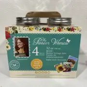 The Pioneer Woman Set of 4 Betsy Mason Storage Jars 32oz - Silver Butterfly Lids