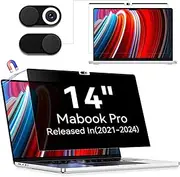 Privacy Screen Compatible with MacBook Pro 14 Inch (2021-2024,M1,M2,M3,M4), Magnetic Removable Privacy Filter Anti Glare Blue Light Laptop Screen Protector for Mac Pro 14In A2442/A2779/A2918/A2992