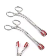 Set of 2 Pcs Hemostat Forceps SPONGE CLAMP Holder Rubber Pads (Young Tongue)