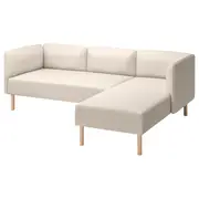 LILLEHEM 3-seat modular sofa w chaise longue, Vissle/beige wood