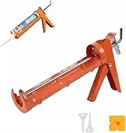 Caulking Gun with Nozzles and Seam Scraper, Drip Free Caulkking Gun for use with caulks sealants and adhesives (Red)