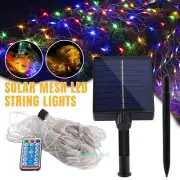 Multicolor Solar Powered Outdoor Christmas Net Lights 96 LED Mesh String Lights