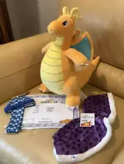 Build A Bear Pokemon Dragonite Bundle W/ Sound Cape Hat Scarf Certificate