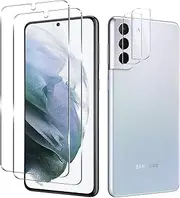 Galaxy S21 Plus Tempered Glass Screen Protector + Camera Lens Protector [ 2 + 2 Pack ][Case Friendly] [Anti-Scratch] [Ultrasonic Fingerprint Unlock] Clear HD Glass Protective Film