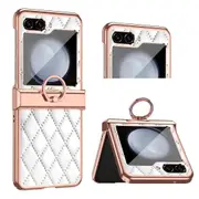 Stitching Line Imprinted Pu+pc Kickstand Electroplating Phone Case For Samsung Galaxy Z Flip5 5g