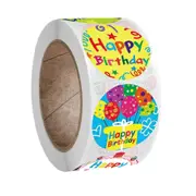 500Pcs/Roll 8 Styles Happy Birthday Round Stickers Party Gift Packaging Seal Labels for Scrapbooking Cards Decoration