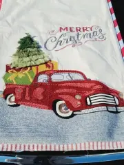 Cynthia rowley Christmas Red Truck Christmas tree Embroider Table runner 14 x 72