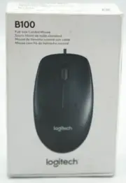 Logitech B100 Full-Size Corded USB Mouse – Ambidextrous Design, Plug & Play