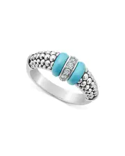 Lagos Blue Caviar & Diamond Sterling Silver Tapered Ring