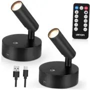 LED Wireless Spotlights with Remote, 2 Pack. Rechargeable Uplights with Timer,